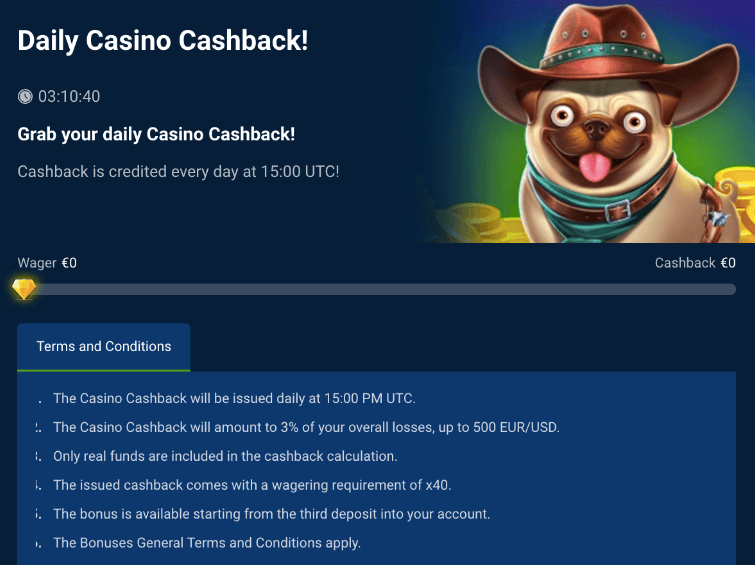 20Bet daily cashback casino